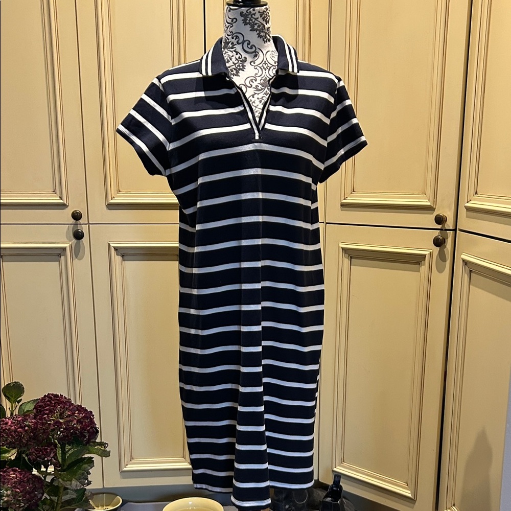 Black and White Striped Polo Dress